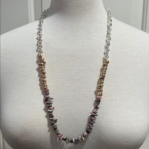 26” Elegant Gold and Pink Beaded Necklace